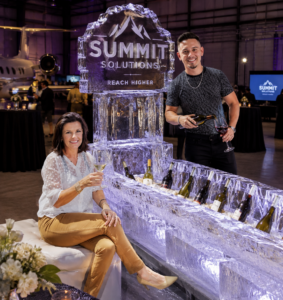 Corporate event bar service inside Scottsdale private airplane hangar